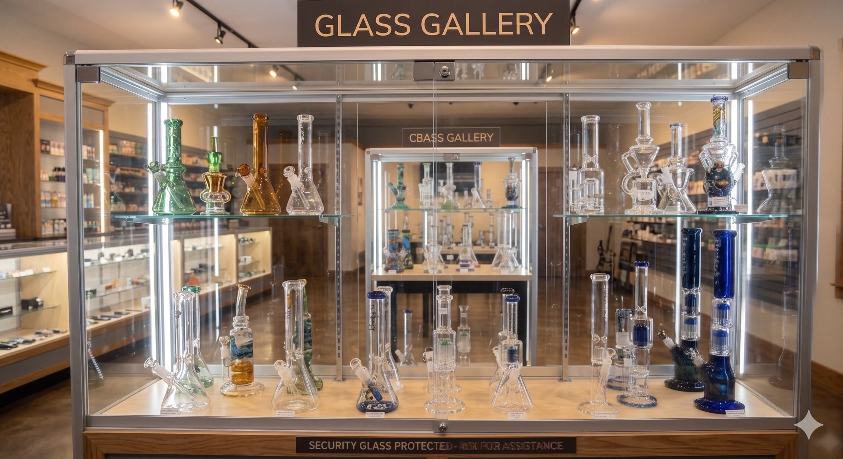 Glass gallery closeup